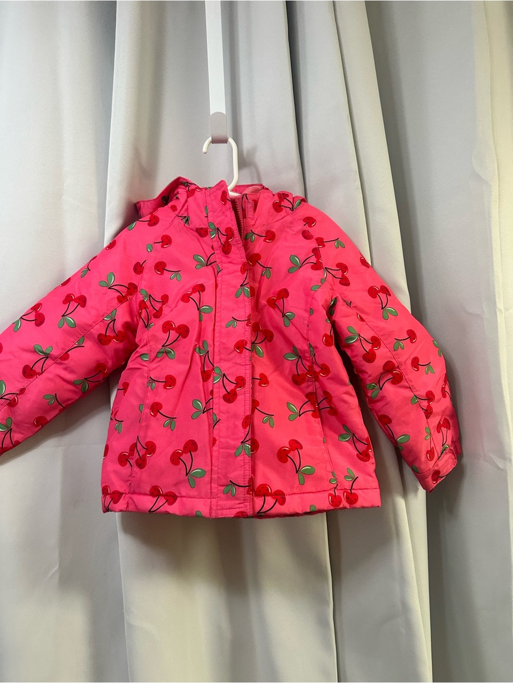 The Children's Place Bright Pink Cherry-Print Puffer Jacket